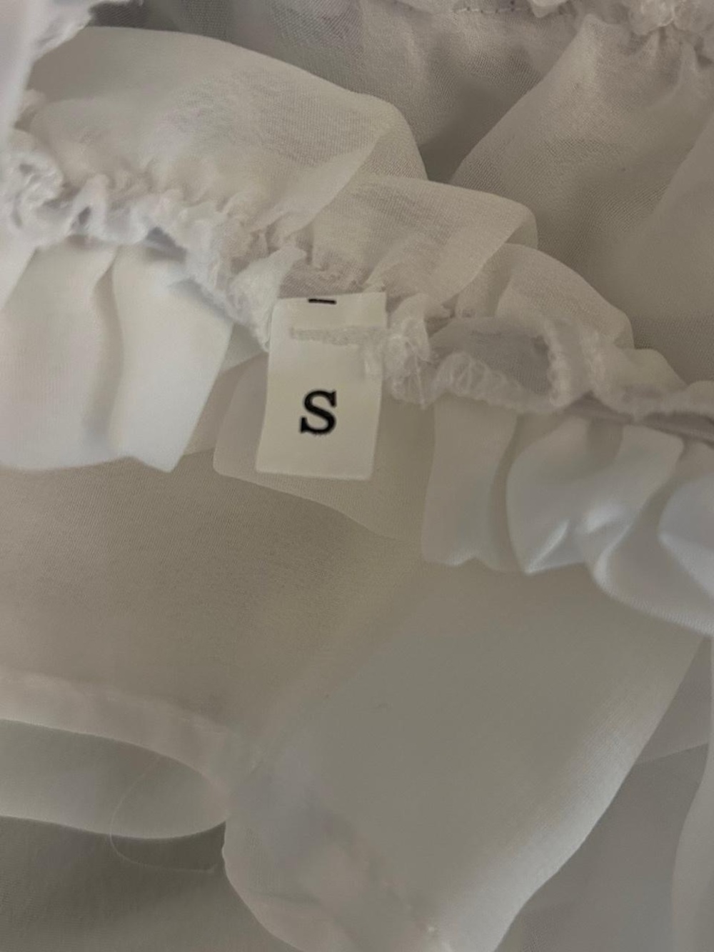 Sheer Ivory Ruffle Crop Top Small - Picture 3 of 7